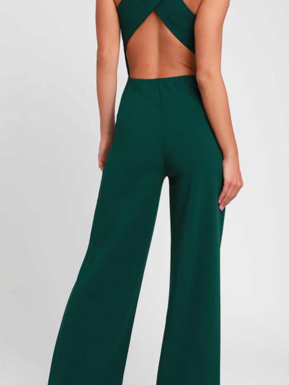 Lulus Thinking Out Loud Hunter Green Backless Jumpsuit - Size S - Picture 2 of 4